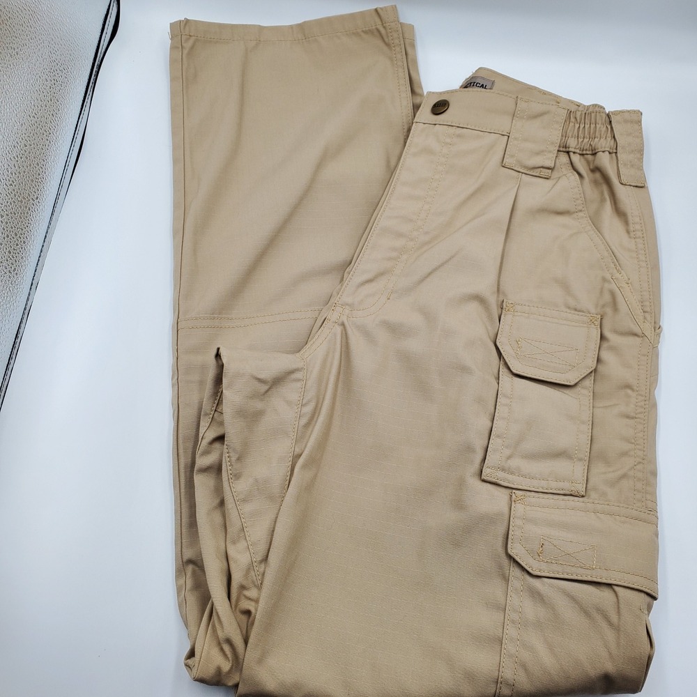 5.11 Tactical Men Khaki Ripstop Cargo Pants 28x32 Reinforced Knee Multi Pocket